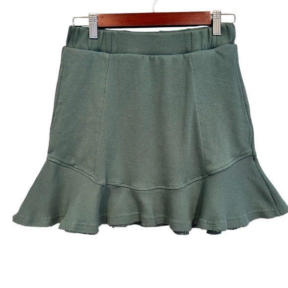 Free People Beach Social Set SKIRT ONLY Dried Pine Green Blue Ruffle Mini - Picture 2 of 6